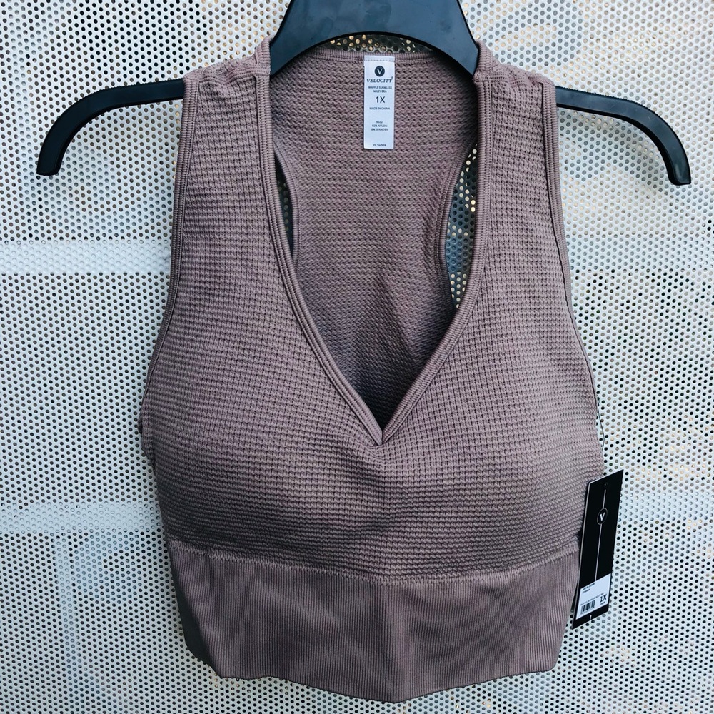 Vici Mauve Ribbed V-Neck Cropped Tank